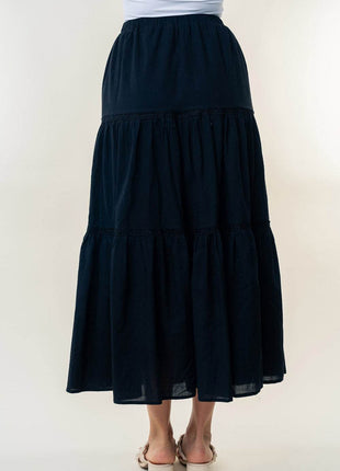 White Birch High Waisted Tiered Maxi Skirt - MimiStylez