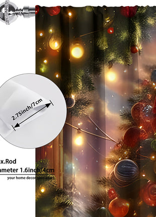 2PCs Christmas Curtain 3D Printing Curtain