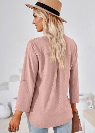 Notched Roll-Tab Sleeve T-Shirt - MimiStylez