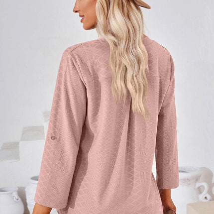 Notched Roll-Tab Sleeve T-Shirt - MimiStylez