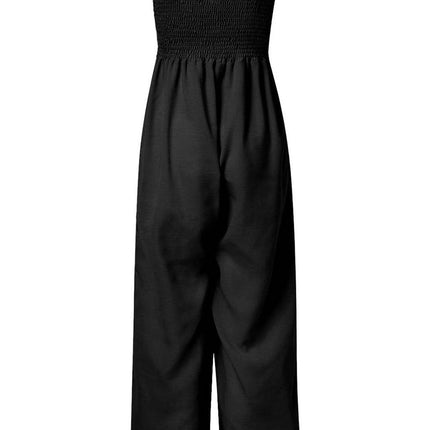 Smocked Spaghetti Strap Wide Leg Jumpsuit - MimiStylez