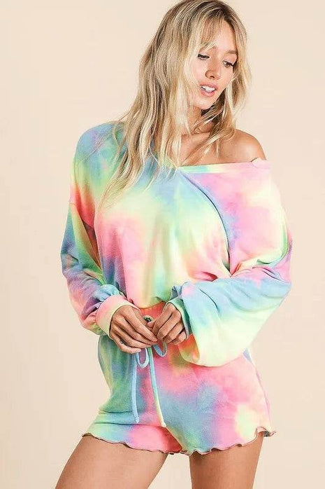 BiBi Tie Dye French Terry Top and Shorts Set - MimiStylez