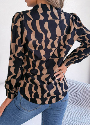 Printed Button Up Long Sleeve Shirt - MimiStylez