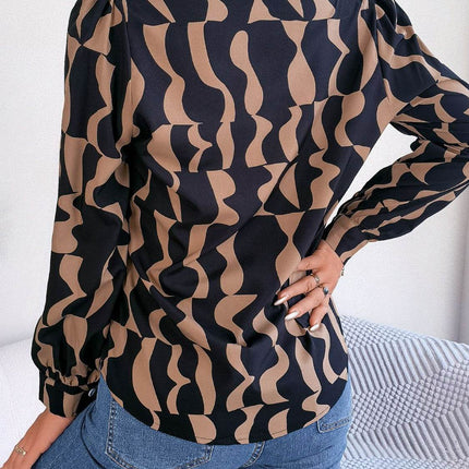 Printed Button Up Long Sleeve Shirt - MimiStylez