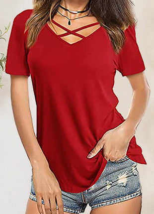 Crisscross Short Sleeve T-Shirt - MimiStylez