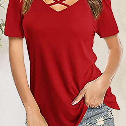 Crisscross Short Sleeve T-Shirt - MimiStylez