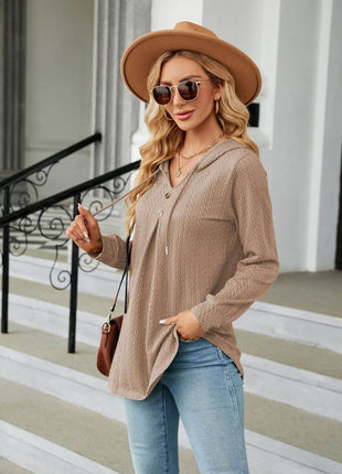 Long Sleeve Hooded Blouse - MimiStylez