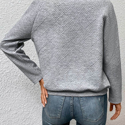 Half Buttoned Collared Neck Sweatshirt with Pocket - MimiStylez