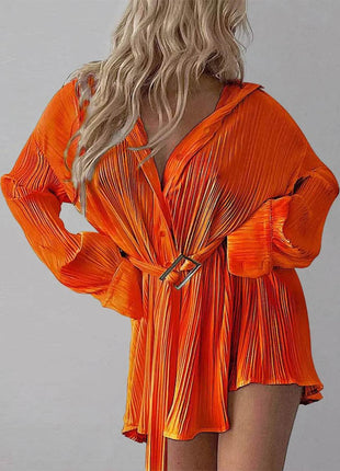 Button Up Dropped Shoulder Shirt Dress - MimiStylez