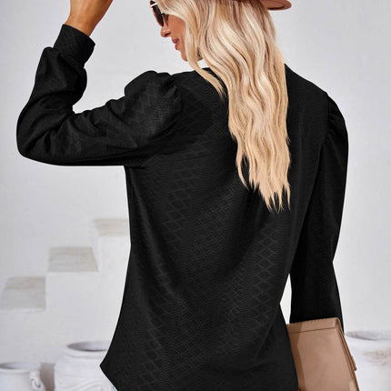 V-Neck Puff Sleeve Blouse - MimiStylez