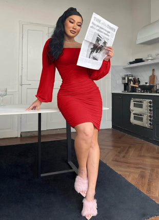 Zip-Back Ruched Bodycon Dress - MimiStylez