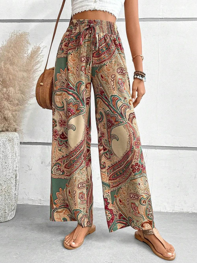 Printed Wide Leg Pants - MimiStylez