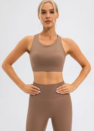 Round Neck Cutout Cropped Active Tank - MimiStylez