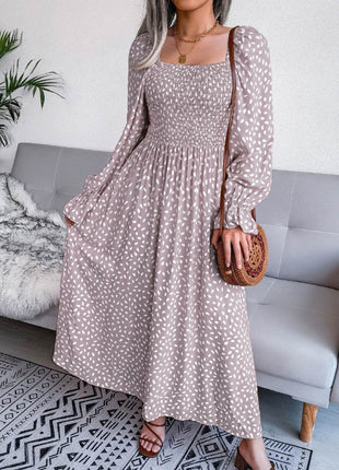 Smocked Square Neck Flounce Sleeve Dress - MimiStylez