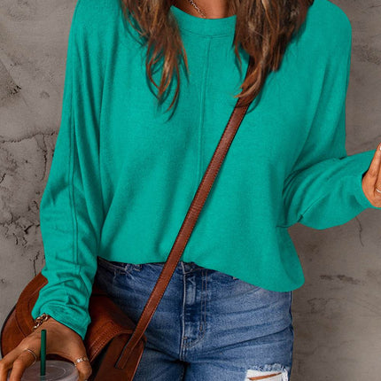 Double Take Full Size Round Neck Long Sleeve T-Shirt - MimiStylez