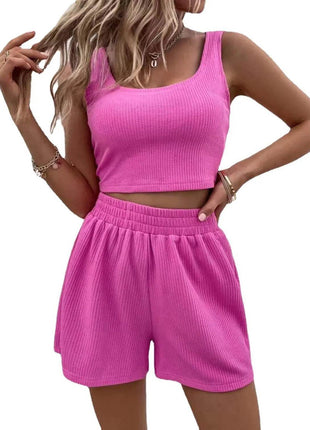 Full Size Wide Strap Tank and Shorts Set Plus Size - MimiStylez