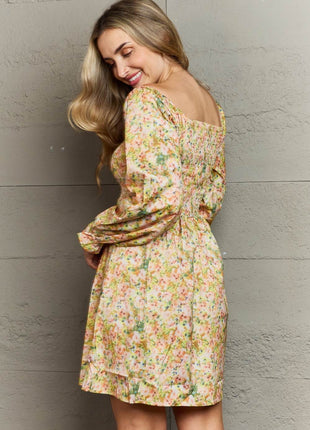 Floral Smocked Square Neck Dress - MimiStylez