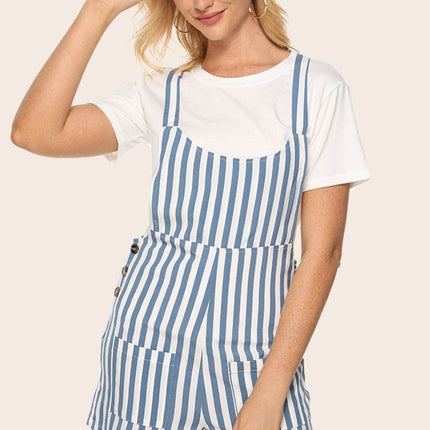 Striped Scoop Neck Romper - MimiStylez