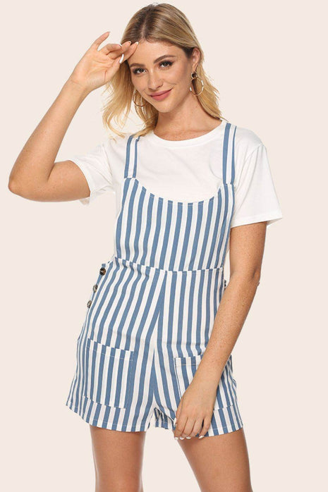 Striped Scoop Neck Romper - MimiStylez