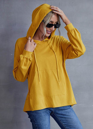 Drawstring Pocketed Dropped Shoulder Hoodie - MimiStylez