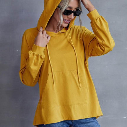 Drawstring Pocketed Dropped Shoulder Hoodie - MimiStylez