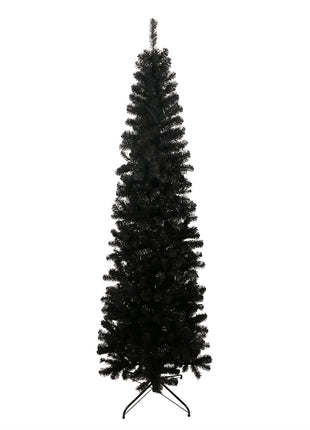 7.5 Ft. Black Pencil Christmas Tree With Collapsible Metal Stand