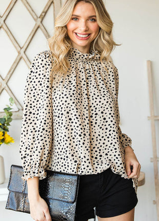 Animal Print Ruffle Collar Flounce Sleeve Blouse - MimiStylez