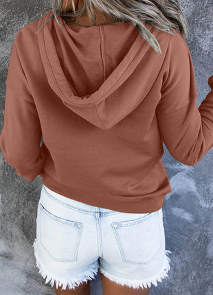 Dropped Shoulder Long Sleeve Hoodie with Pocket - MimiStylez