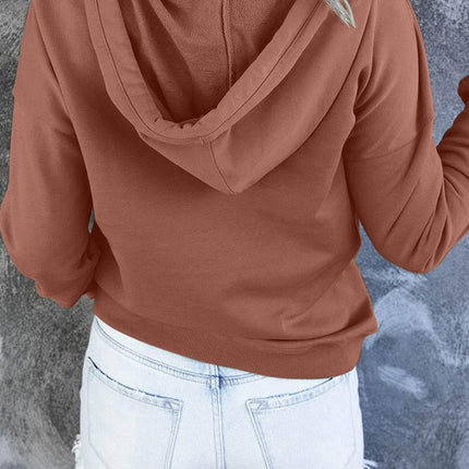 Dropped Shoulder Long Sleeve Hoodie with Pocket - MimiStylez