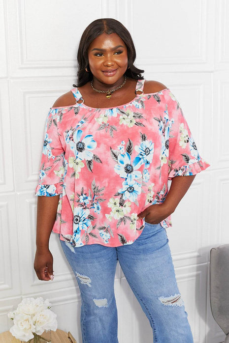 Sew In Love Full Size Fresh Take Floral Cold-Shoulder Top - MimiStylez