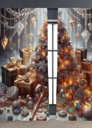 2PCs Christmas Curtain 3D Printing Curtain