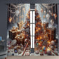 2PCs Christmas Curtain 3D Printing Curtain