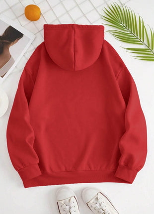Drawstring Dropped Shoulder Hoodie - MimiStylez
