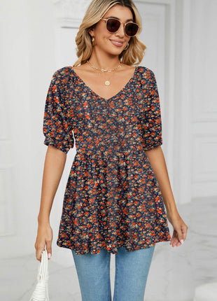 V-Neck Babydoll Blouse - MimiStylez