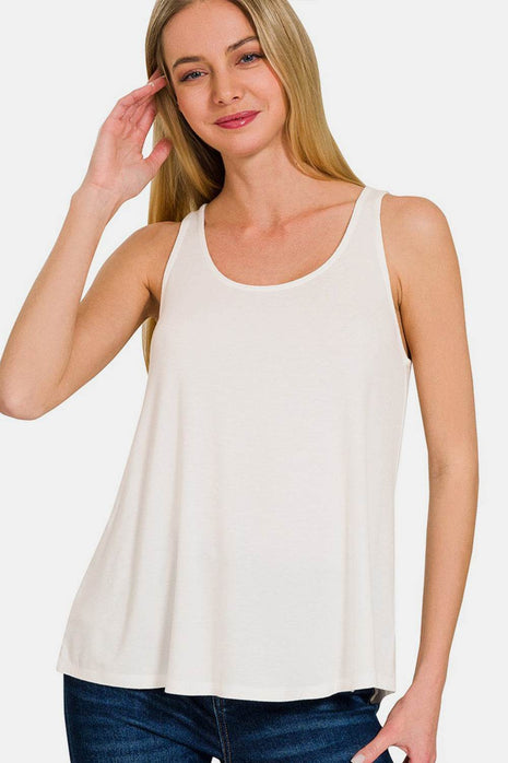 Zenana Round Neck Flowy Hem Tank - MimiStylez