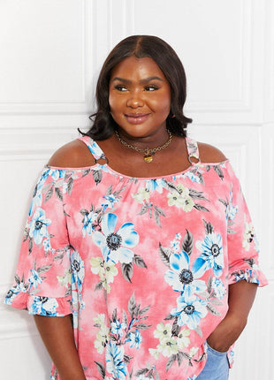 Sew In Love Full Size Fresh Take Floral Cold-Shoulder Top - MimiStylez