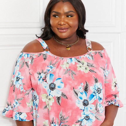 Sew In Love Full Size Fresh Take Floral Cold-Shoulder Top - MimiStylez