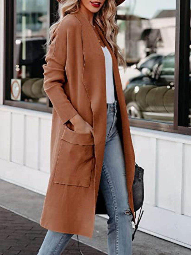 Open Front Dropped Shoulder Outerwear - MimiStylez