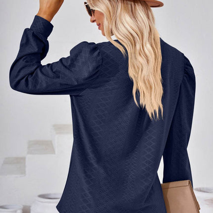 V-Neck Puff Sleeve Blouse - MimiStylez