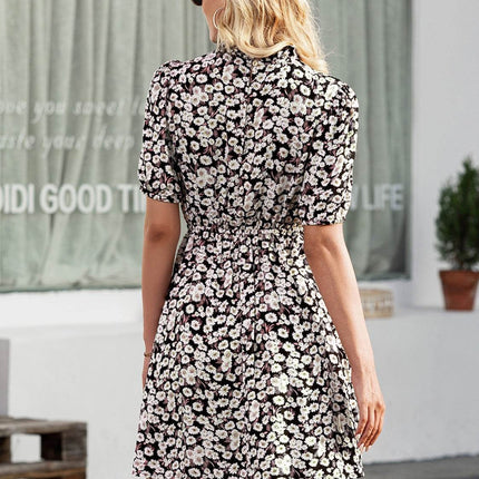 Floral Mock Neck Mini Dress - MimiStylez