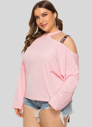 Plus Size Cold-Shoulder Round Neck Blouse - MimiStylez