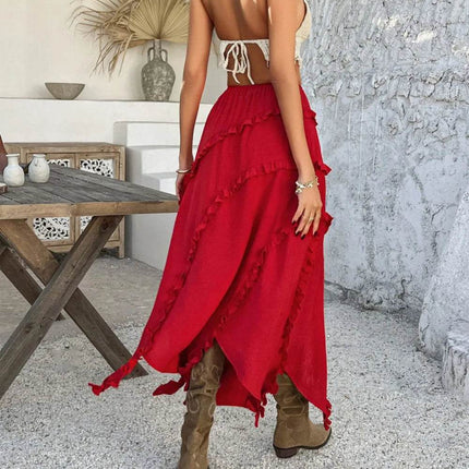 Devine Slit Drawstring Ruffled Skirt - MimiStylez