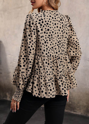 Notched Lantern Sleeve Tiered Top - MimiStylez