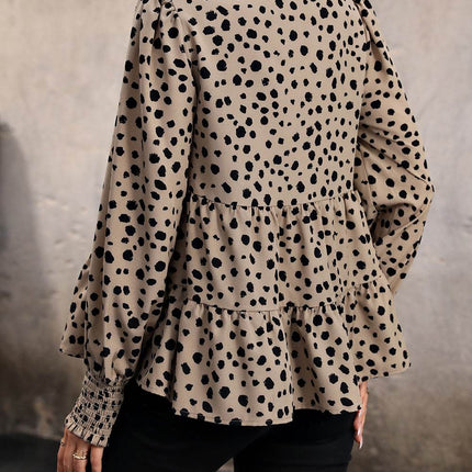 Notched Lantern Sleeve Tiered Top - MimiStylez