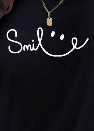 SMILE Round Neck Short Sleeve T-Shirt - MimiStylez