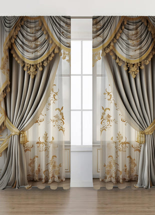 2PCs Curtain Christmas Series Curtain 3D Digital Printing