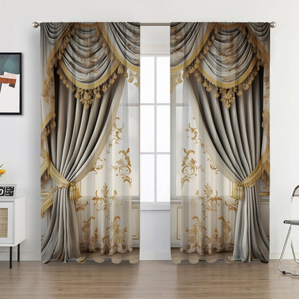 2PCs Curtain Christmas Series Curtain 3D Digital Printing