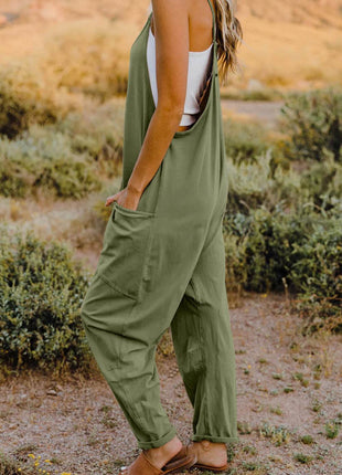 Double Take Full Size V-Neck Sleeveless Jumpsuit with Pockets - MimiStylez