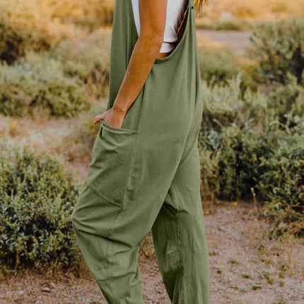 Double Take Full Size V-Neck Sleeveless Jumpsuit with Pockets - MimiStylez