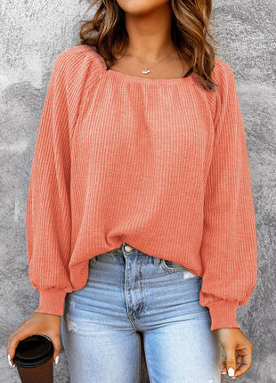 Square Neck Waffle-Knit Top - MimiStylez